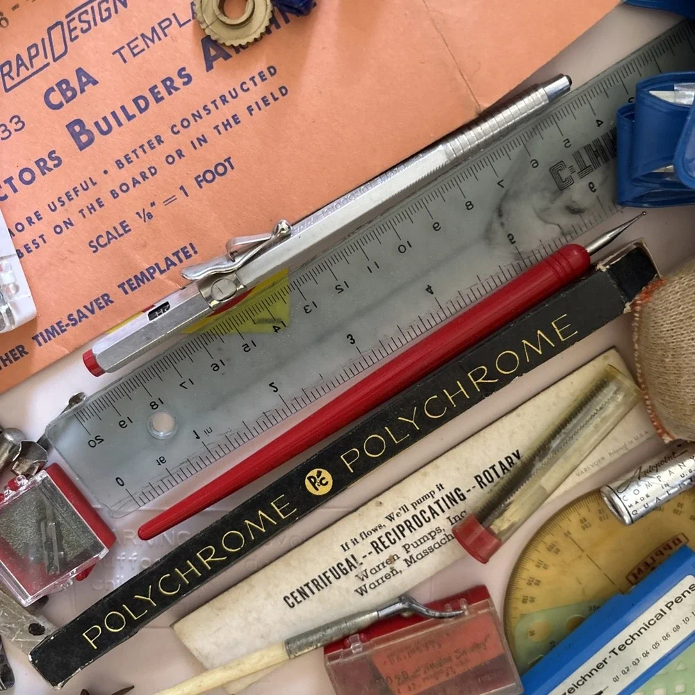 Vintage Drafting Tools ~ Supplies LOT Wrico, Staedtler, Eagle, Vemco, Keuffel 😊
